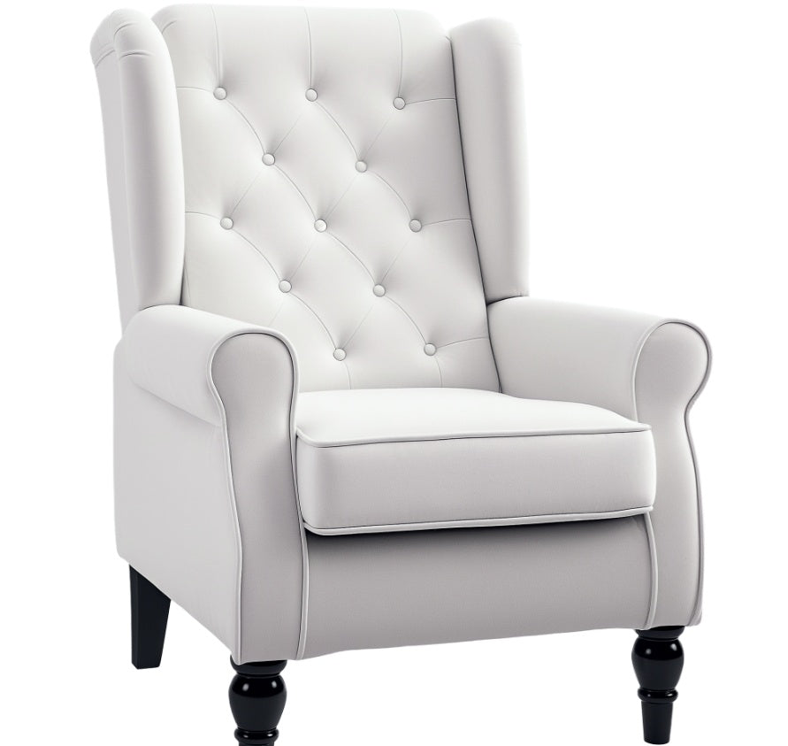The Everest | Cream High Back Accent Chair – Wooden Legs & Removable Cushion