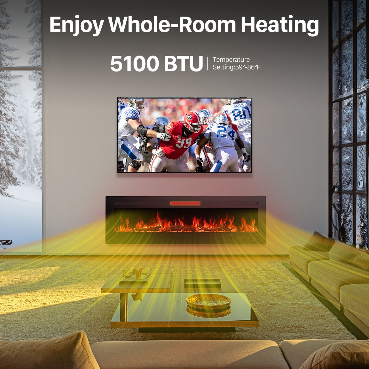 5100 BTU of heat Electric Fireplace Heater With Remote Control