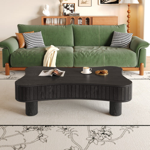 Lift Top Coffee Table For Living Room 42 Fluted Panel Hidden Storage, Silent Hydraulic Lift, Curved Safety Corners, 5 Min Assembly 27W X 13 18.9H, Black