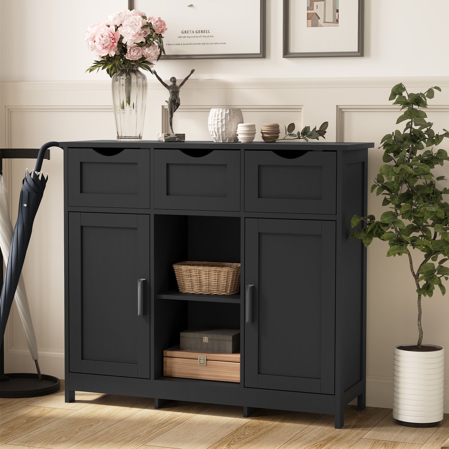 The Capri | Black Storage Cabinet – Modern Organizer for Living Room & Bedroom