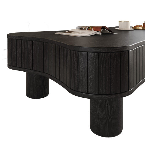Lift Top Coffee Table For Living Room 42 Fluted Panel Hidden Storage, Silent Hydraulic Lift, Curved Safety Corners, 5 Min Assembly 27W X 13 18.9H, Black
