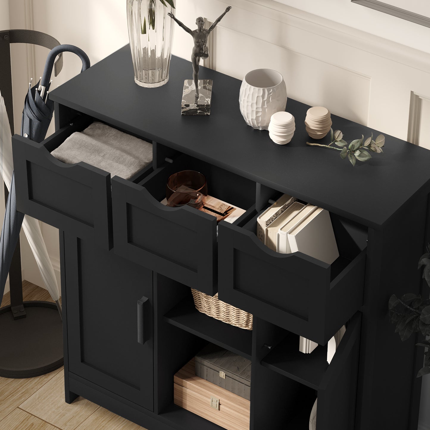 The Capri | Black Storage Cabinet – Modern Organizer for Living Room & Bedroom