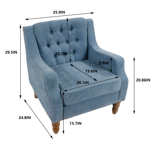 The Mulberry | Blue Comfortable Reading Chair – Cozy Bedroom Accent Chair