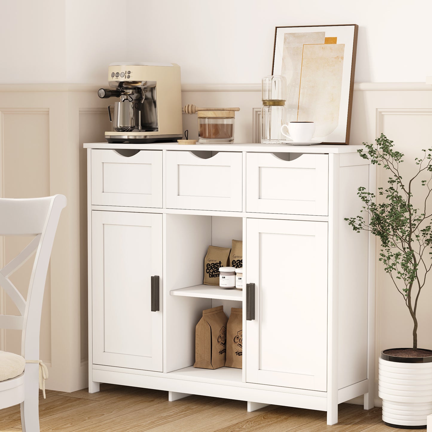 The Bishop | White Storage Cabinet – Minimalist Organizer for Any Room