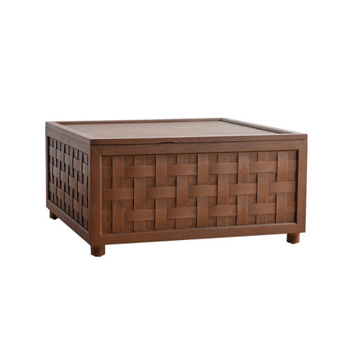 Farmhouse Coffee Table With Storage, Large Square Coffee Table For Living Room, Brown