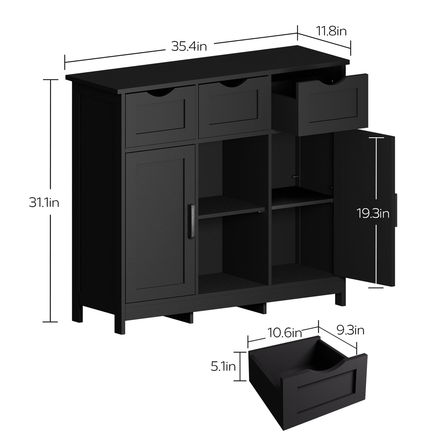The Capri | Black Storage Cabinet – Modern Organizer for Living Room & Bedroom