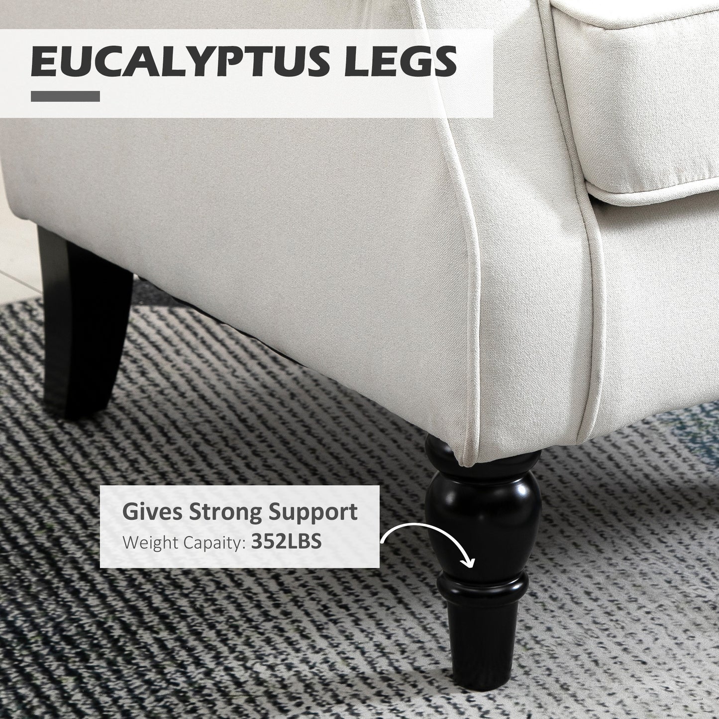 The Everest | Cream High Back Accent Chair – Wooden Legs & Removable Cushion