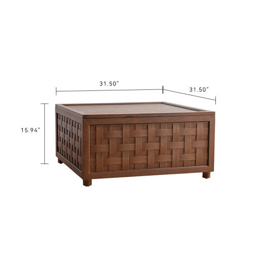 Farmhouse Coffee Table With Storage, Large Square Coffee Table For Living Room, Brown