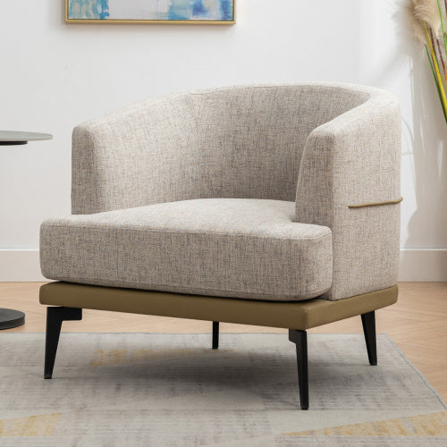 Dorian Golden Olive Two-tone Barrel Fabric Chair