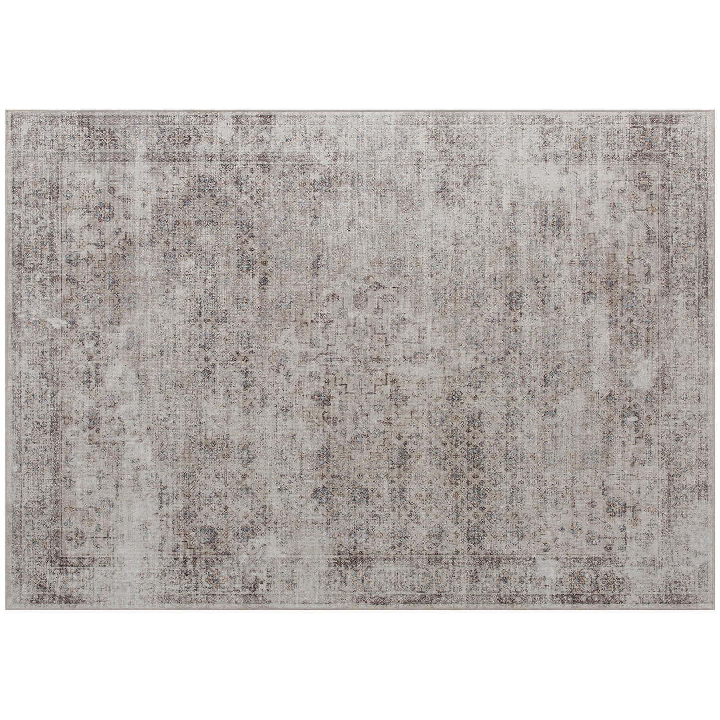 Osiris Brown 8x10 Machine Washable Area Rug , Non-Slip Traditional Floor Carpet For Living Room, Bedroom, Light Mixed-Brown