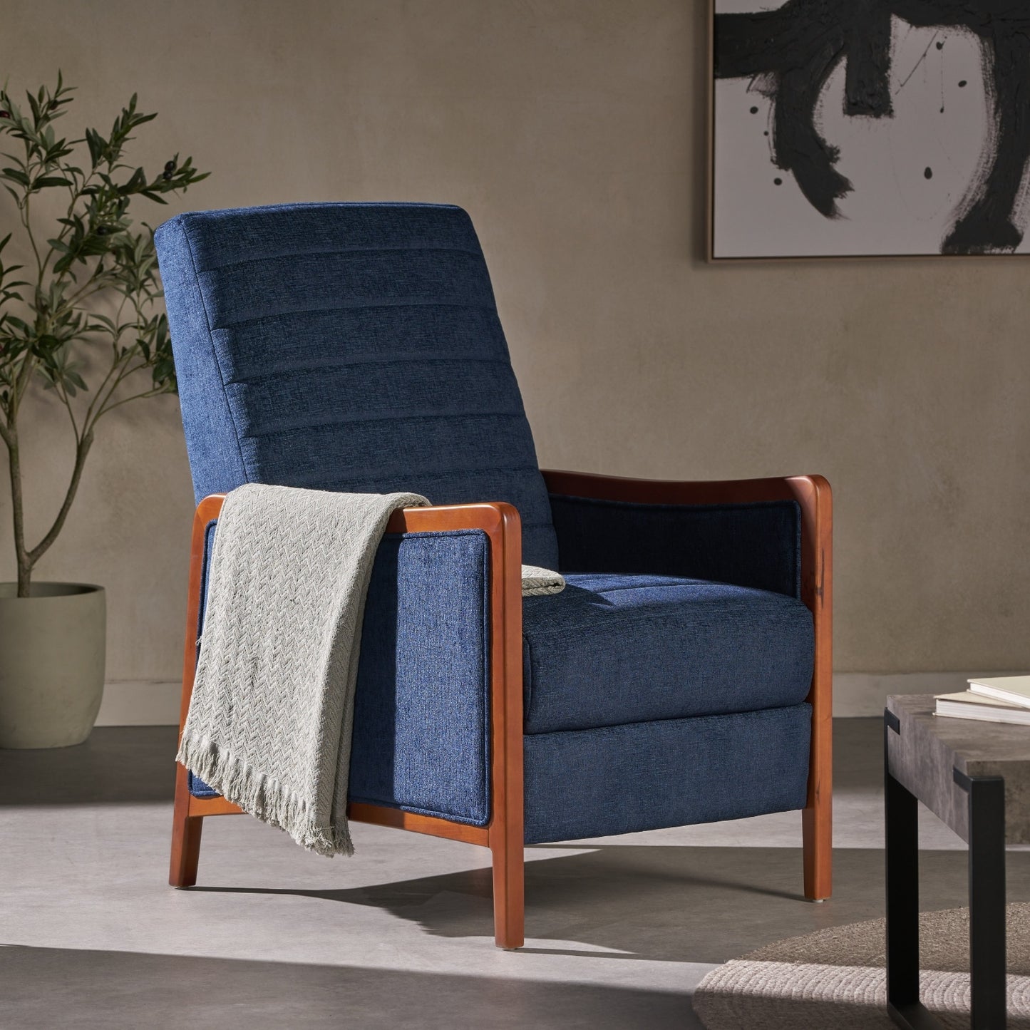 Caspian Blue Premium Wood Pushback Recliner