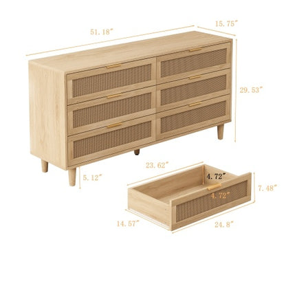 Rattan 6 Drawer Dresser
