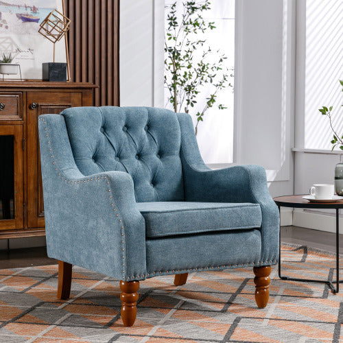 The Mulberry | Blue Comfortable Reading Chair – Cozy Bedroom Accent Chair