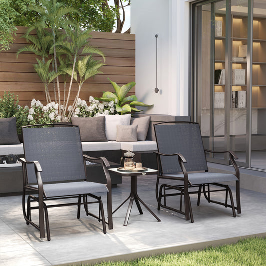 3-Piece Outdoor Glider Set – Patio Chairs with Coffee Table (Gray)