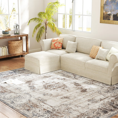 Miles 8x10 Boho Area Rug, Machine Washable Carpet For Living Room, Bedroom, Dining Room, Kitchen, Home Office, Brown