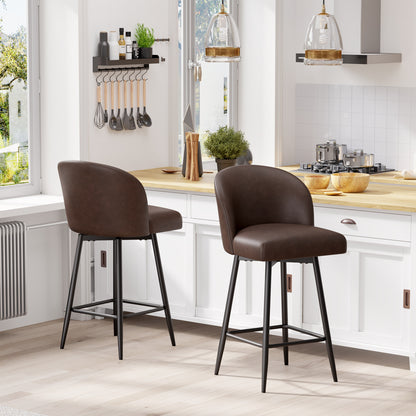 Boone Soft Faux Leather Bar Stool Set of 2