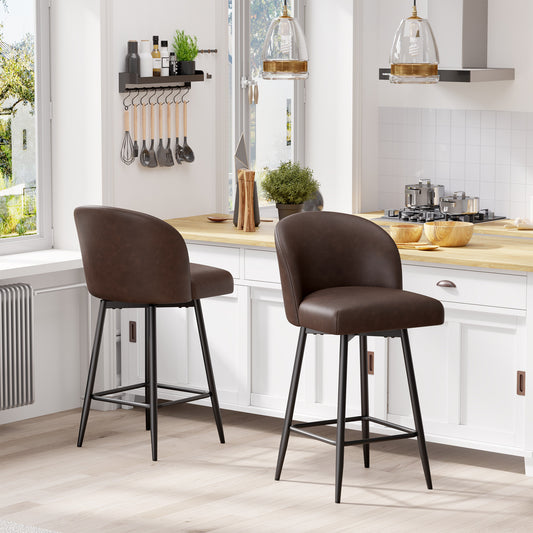 Boone Soft Faux Leather Bar Stool Set of 2