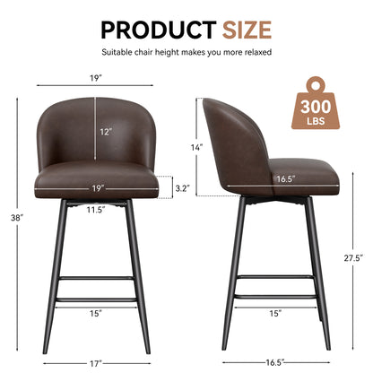 Boone Soft Faux Leather Bar Stool Set of 2