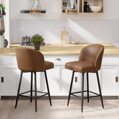 Boone Soft Faux Leather Bar Stool Set of 2