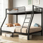 Metal Bunk Bed, Twin Over Full Size Support For Adults Teens, Black
