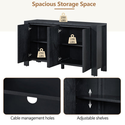 Gracie Oaks Black Modern 4-door Cabinet