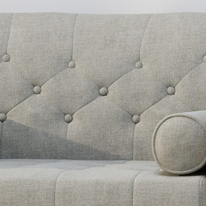 The Theodore | Grey Tufted Club Chair – Wood Back Lounge Accent Seating