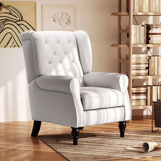 The Everest | Cream High Back Accent Chair – Wooden Legs & Removable Cushion