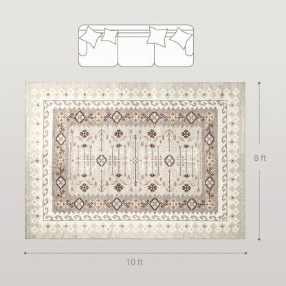 Calliope Boho Brown | Machine Washable Area Rug 8x10, Non-Slip Boho Flannel Print Floor Carpet For Living Room