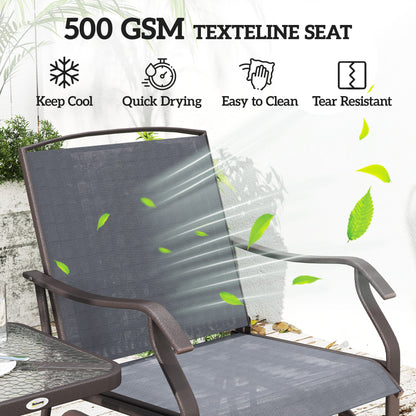 3-Piece Outdoor Glider Set – Patio Chairs with Coffee Table (Gray)