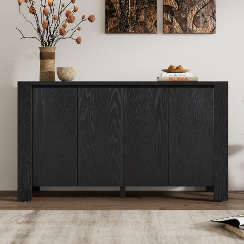 Gracie Oaks Black Modern 4-door Cabinet