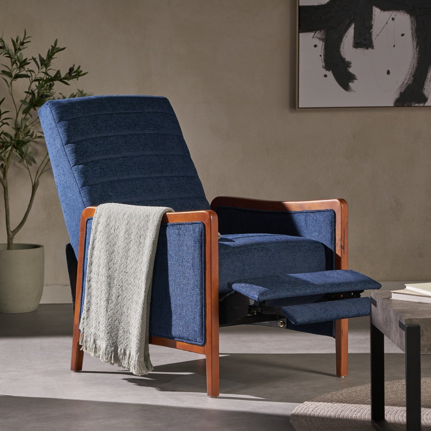 Caspian Blue Premium Wood Pushback Recliner