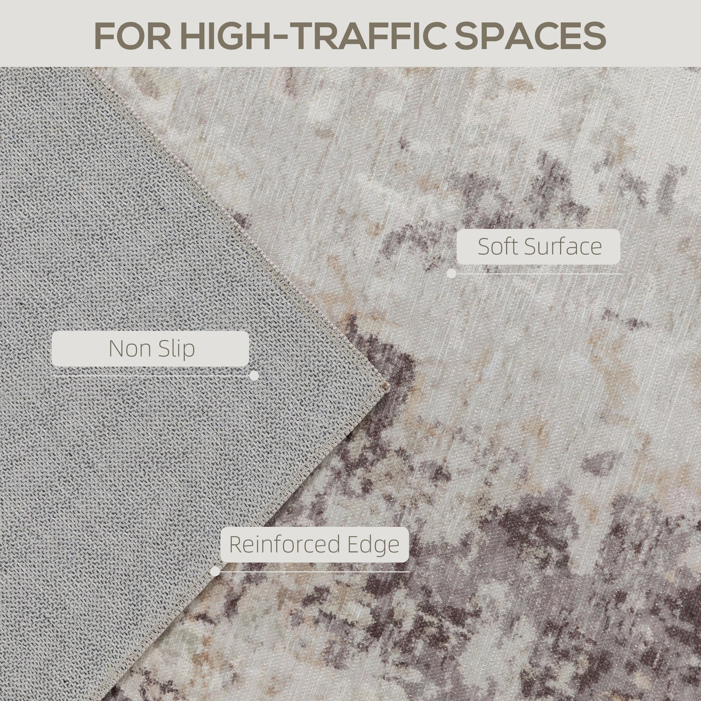 Mojave Brown | Machine Washable Area Rug 5x7, Non-Slip Modern Abstract Floor Carpet For Living Room, Bedroom, Dining Room, Mixed-Brown
