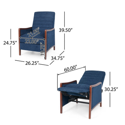 Caspian Blue Premium Wood Pushback Recliner