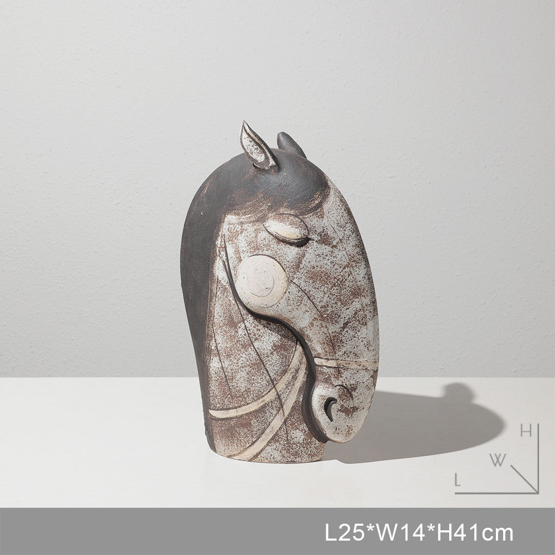 Mare & Foal | Hand-Drawn Horse Head Sculpture – Artistic Decorative Ornament