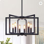 Modern Golden Geometric 8-Light Chandelier – Industrial Metal Pendant Light for Living Room, Dining Room, or Kitchen (Bulbs Not Included)