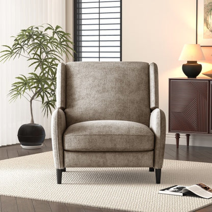 Oversized Textured Fabric Pushback Recliner Dark Beige And Dark Brown