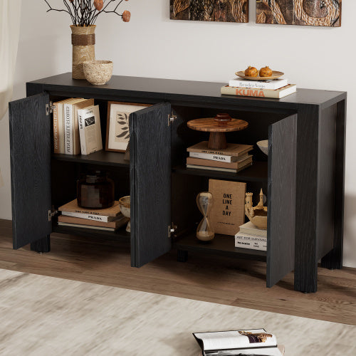 Gracie Oaks Black Modern 4-door Cabinet