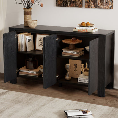 Gracie Oaks Black Modern 4-door Cabinet