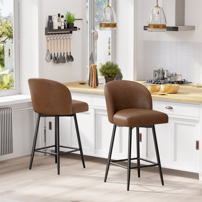 Boone Soft Faux Leather Bar Stool Set of 2