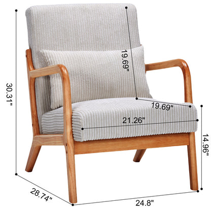 Mid-Century Modern Armchair Upholstered With Pillows And Solid Wood Frame