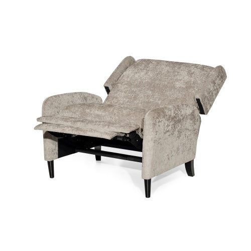 Oversized Textured Fabric Pushback Recliner Dark Beige And Dark Brown