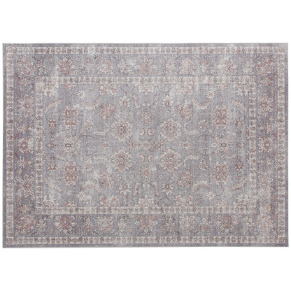 Eleanor Brown Machine Washable Area Rug 8x10, Non-Slip Traditional Flower Print Floor Carpet For Living Room, Bedroom, Grey And Brown
