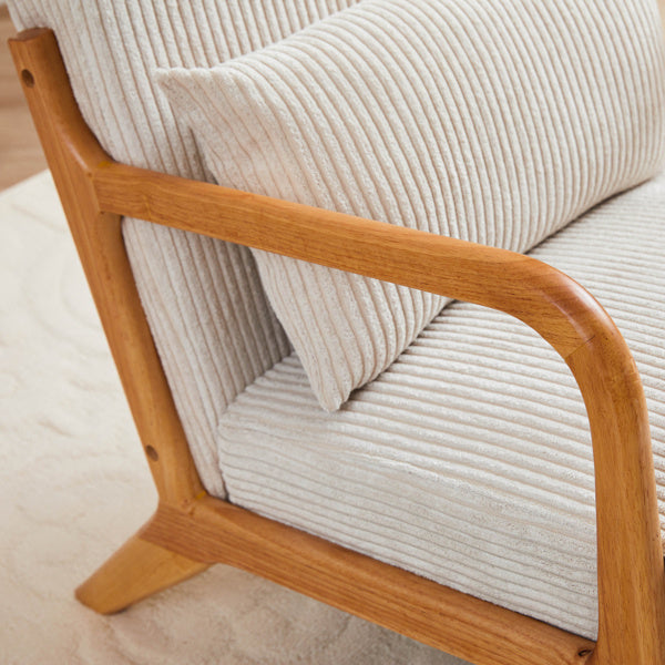 Mid-Century Modern Armchair Upholstered With Pillows And Solid Wood Frame