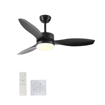 52 Inch Indoor And Outdoor Ceiling Fan With LED Selected Light Kit - Black
