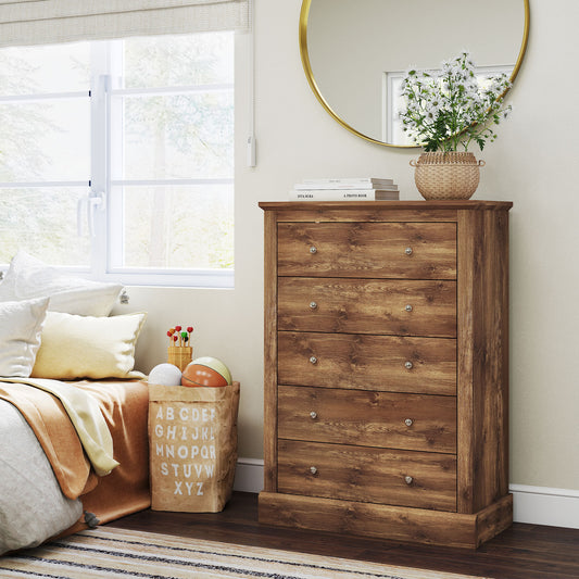 The June | Farmhouse Chest of Drawers – Wide 5-Drawer Bedroom Dresser