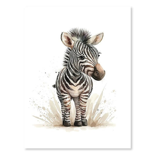 Zebra, Nursery Animal Watercolor Prints – Cute Kids Wall Art