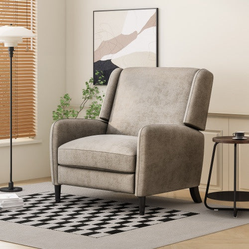 Oversized Textured Fabric Pushback Recliner Dark Beige And Dark Brown