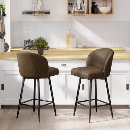 Boone Soft Faux Leather Bar Stool Set of 2