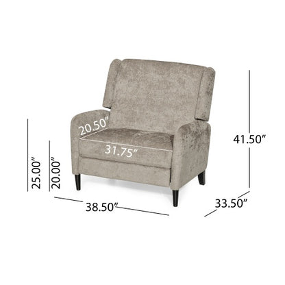 Oversized Textured Fabric Pushback Recliner Dark Beige And Dark Brown