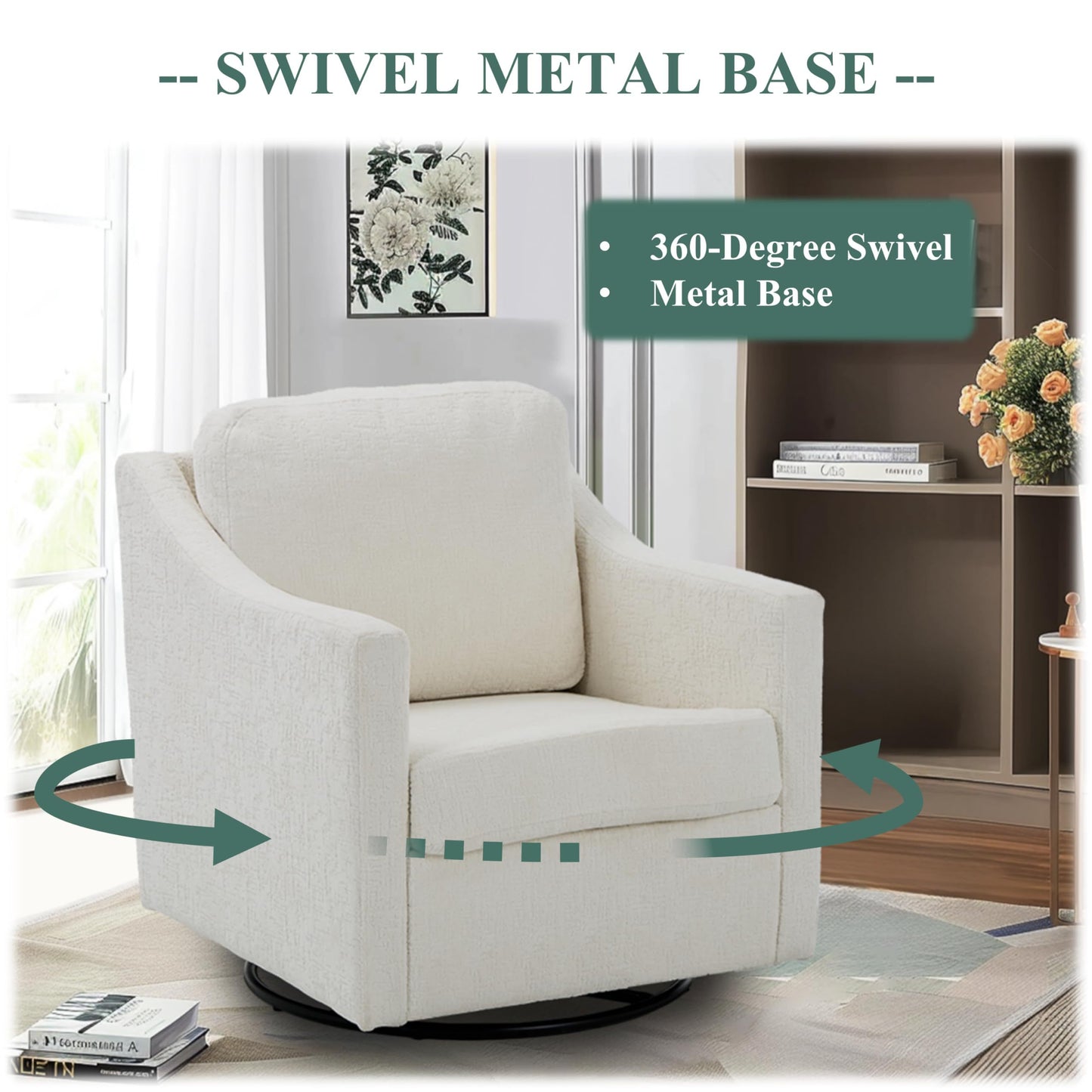 The Atticus | Cream Rotating Accent Chair – Modern Swivel Design